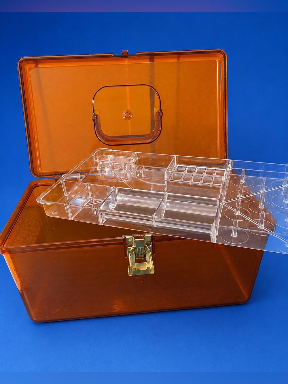 Vintage 1970s Wilson Mfg Corp Wil-hold Amber Plastic Sewing Craft Organizer Box - Picture 4 of 5